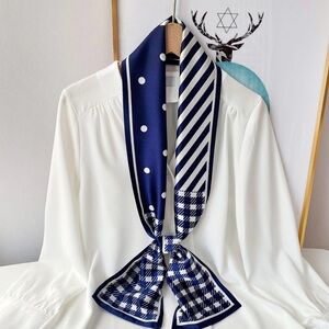 SCARF Silky Blue & White Hair or Bag